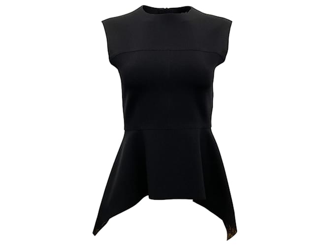 Autre Marque Louis Vuitton Black Sleeveless Peplum Top with Monogram Detail Polyester  ref.1402784