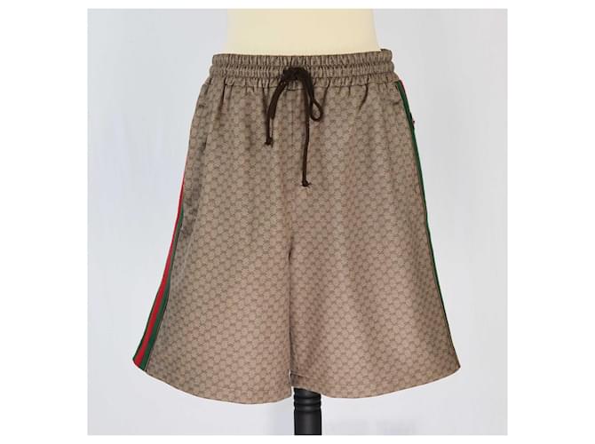 Gucci – Jersey-Shorts mit GG-Print in Braun Baumwolle  ref.1402791