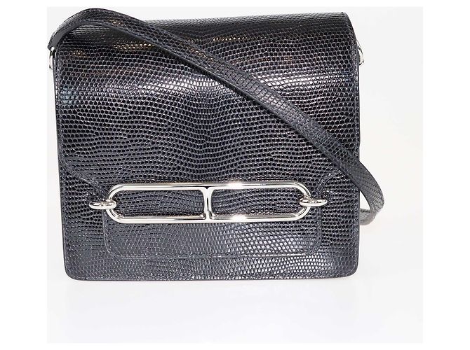 Hermès Bolsa Mini Roulis Hermes Preta Niluticus Lizard Preto