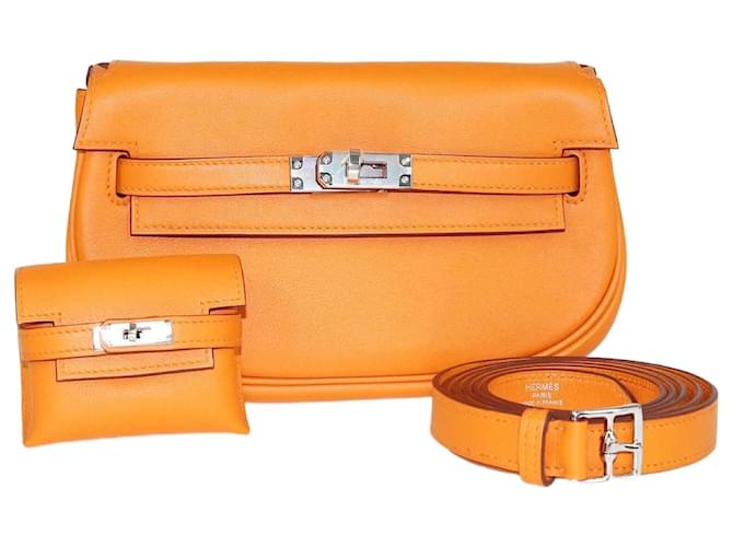 Hermès Hermes Orange Minium Swift Moove Kelly Shoulder Bag Leather  ref.1402798