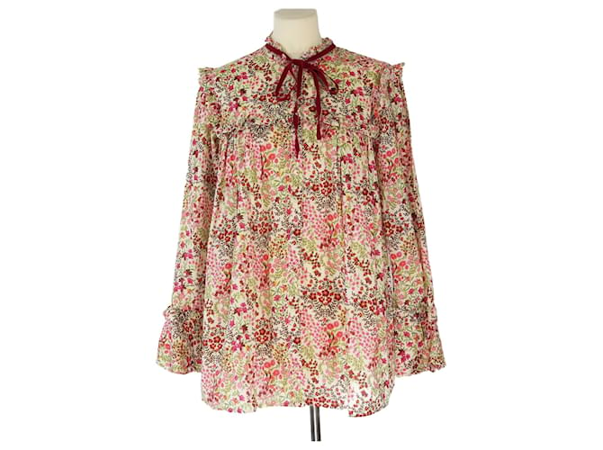 Blouse à manches longues à imprimé floral multicolore Gucci Coton  ref.1402803