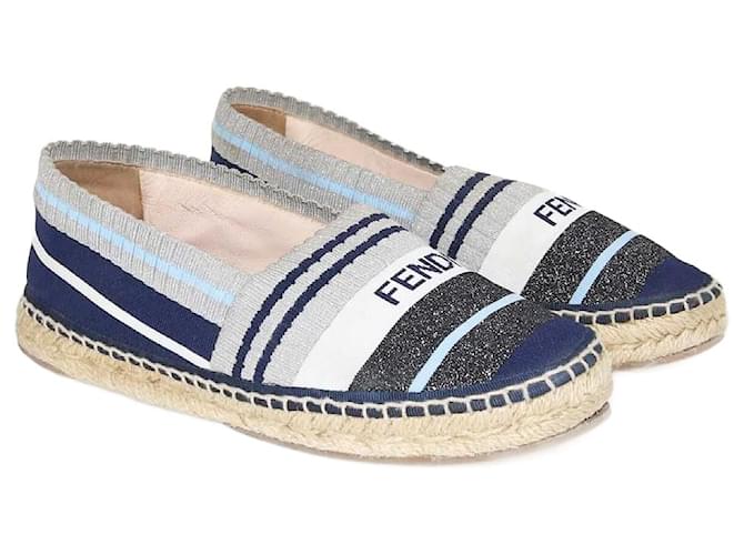 Fendi Multicolor Striped Espadrilles Flats Multiple colors Cloth  ref.1402809