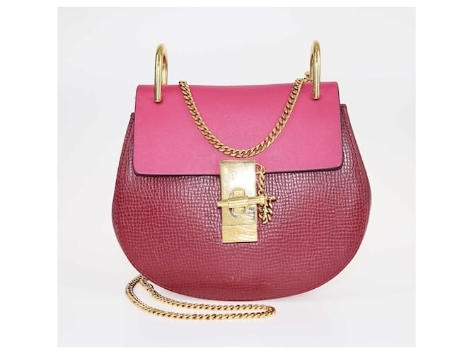 Chloé Chloe Ameixa Roxa/Bolsa tiracolo rosa pequena Drew Couro  ref.1402822