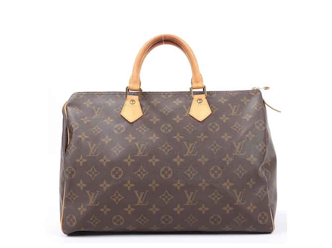 Louis Vuitton Monogram Canvas Speedy 35 Bolso Castaño Cuero  ref.1402846