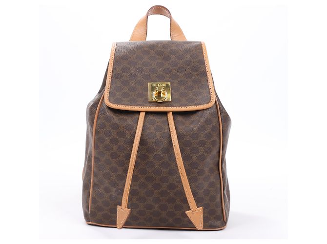 Céline Celine Macadam Boston Backpack in Brown Leather ref  display picture 1