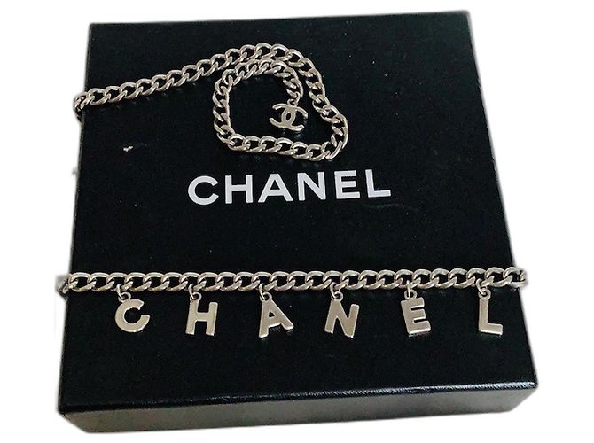 Cadena de cinturón y pulsera con logo CC de CHANEL Hardware de plata