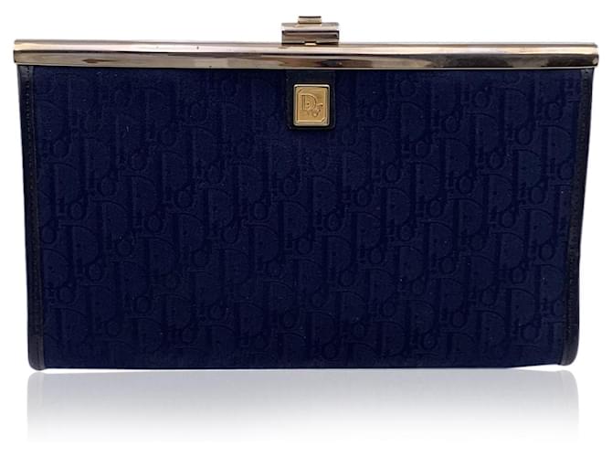 Christian Dior Vintage bleu logo toile petite pochette sac à main  ref.1402926