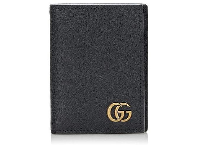 Gucci GG Marmont Double GG Porta carte in pelle 428737 in ottime condizioni Nero  ref.1402945