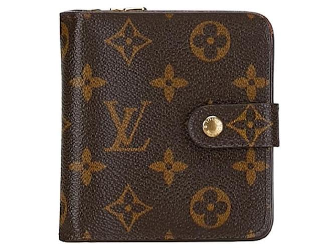 Carteira bifold compacta com zíper Monogram Louis Vuitton M61667 em muito bom estado Marrom Lona  ref.1402955