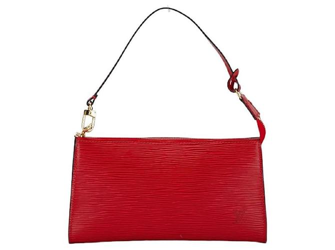 Louis Vuitton Leather Pochette Accessoire Clutch M52947 in Very Good Condition Red  ref.1402986