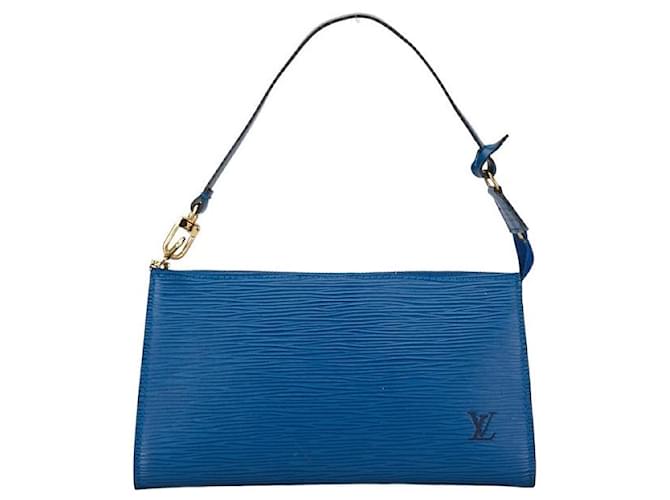 Clutch de cuero Epi Pochette Accessoires Louis Vuitton M52945 en muy buen estado Azul  ref.1402989