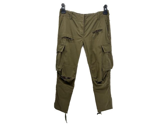 Pantalones Balmain T.FR 36 Algodón Caqui