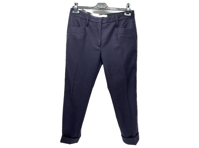 Pantaloni Prada T.IT 40 Lana Blu navy