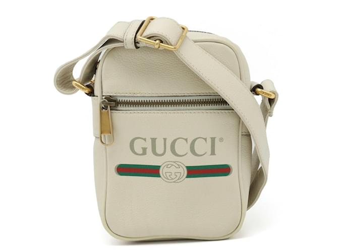 Impressão do logotipo Gucci Branco Couro  ref.1403432