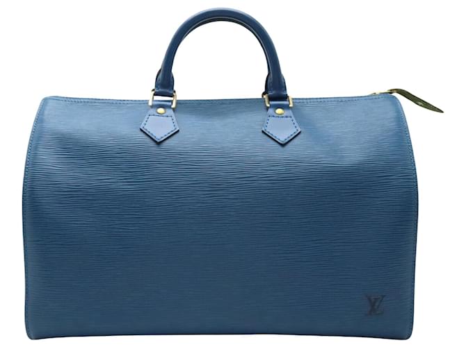 Louis Vuitton Speedy 35 Cuir Bleu  ref.1403517