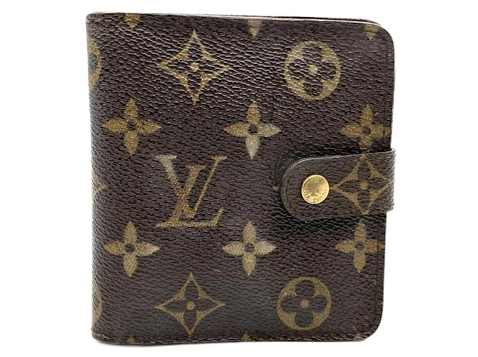 Louis Vuitton Compact zip Marrom Lona  ref.1403587