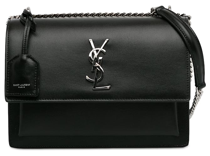 Saint Laurent Black Medium Monogram Sunset Crossbody Leather Pony-style calfskin  ref.1403671