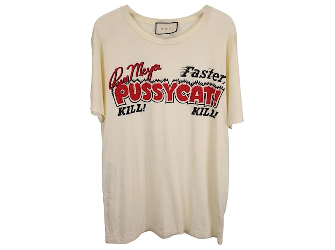 Gucci Faster Pussycat Kill Kill Movie T-shirt in Cream Cotton White  ref.1403743