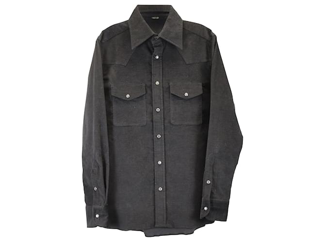 Tom Ford Pocket Shirt in Charcoal Cotton  Dark grey  ref.1403760