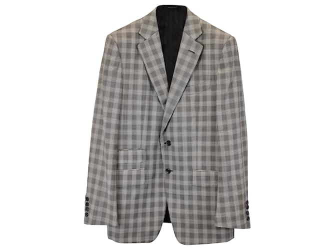 Tom Ford Single-Breasted Checkered Blazer in Grey Wool  ref.1403770