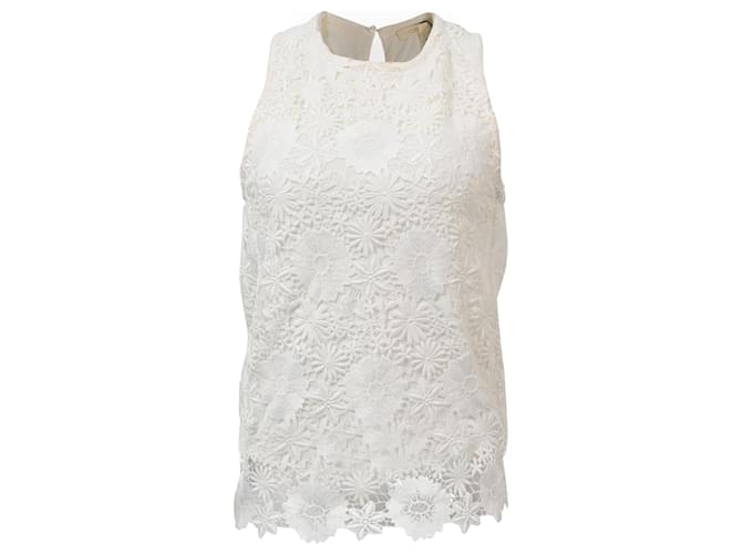 Maje Lidony Floral Lace Top in White Polyester Cotton  ref.1403794