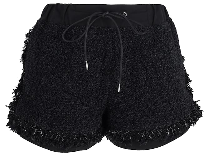 Autre Marque Shorts Sacai con cordón en tweed negro Algodón  ref.1403810