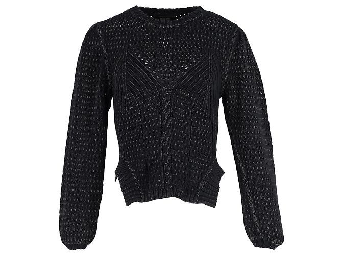 Rachel Comey Emes Zopfmusterpullover aus schwarzer Baumwolle