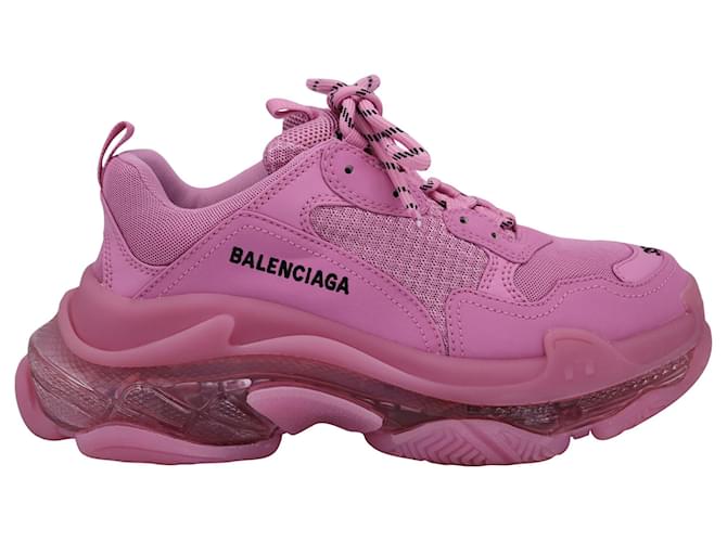 Balenciaga Triple S Clear Sole Sneakers in Pink Polyester ref