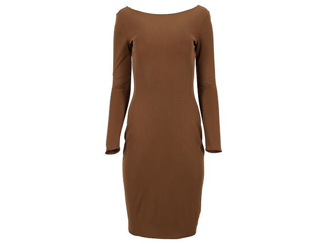 Vestido de manga larga de la colección Ralph Lauren en algodón marrón Castaño