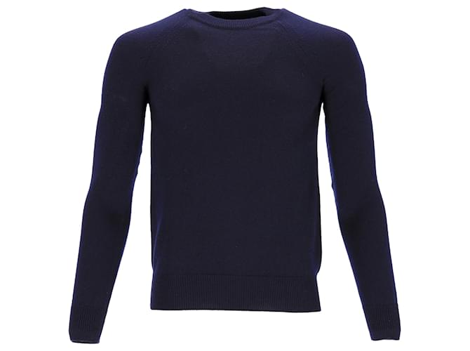 Saint Laurent Crew Neck Sweater in Navy Blue Wool  ref.1403845