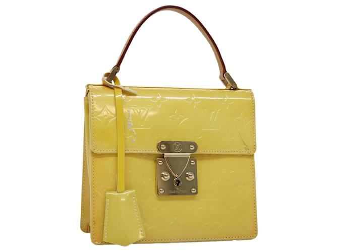 Bolsa LOUIS VUITTON Monogram Vernis Spring Street Amarelo Limão M91068 Ep de autenticação4194 Dourado Couro envernizado  ref.1403879