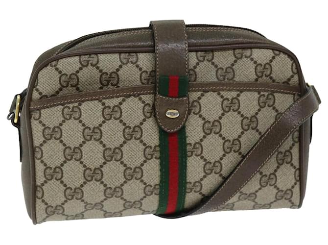 Bolso de hombro GUCCI GG Supreme Web Sherry Line Rojo Beige 10 02 055 Auth yk12671 Roja Lienzo  ref.1403887