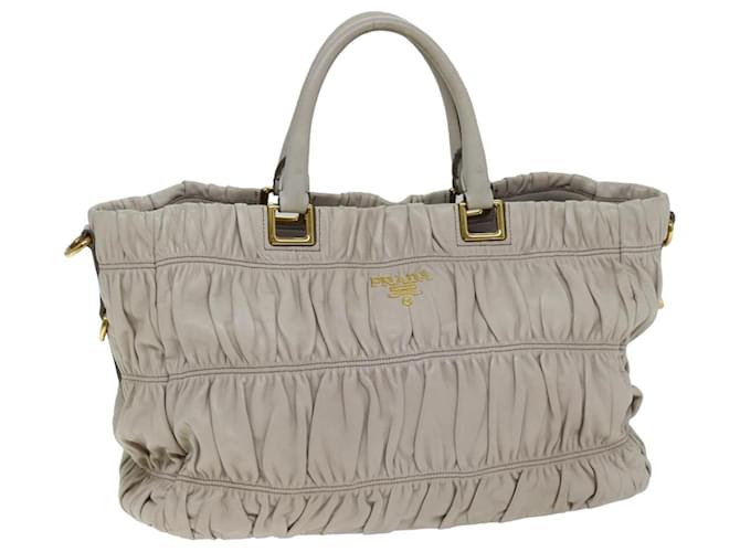 Tote PRADA Sac Cabas Cuir Ivoire Auth 75234 Écru  ref.1403896