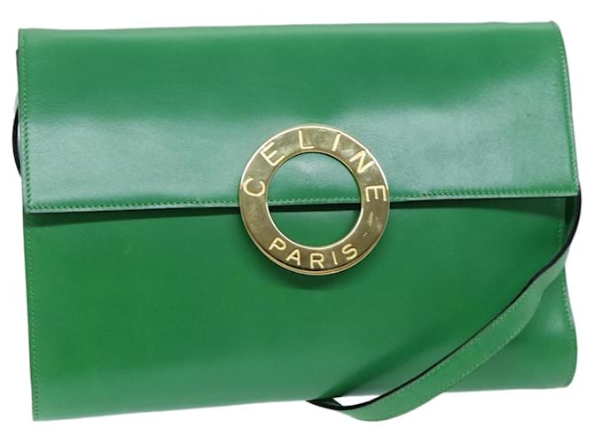 Céline CELINE Bolsa de Ombro Couro Verde Autenticação 75227UMA  ref.1403913