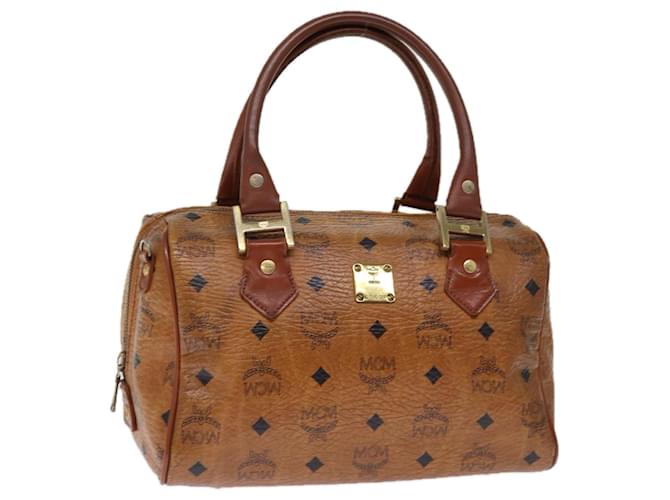 MCM Vicetos Logogram Boston Sac PVC Cuir Marron Auth ki4489  ref.1403919