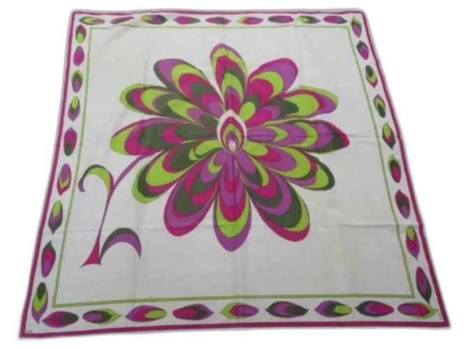 Lenço Emilio Pucci de algodão roxo e verde Multicor