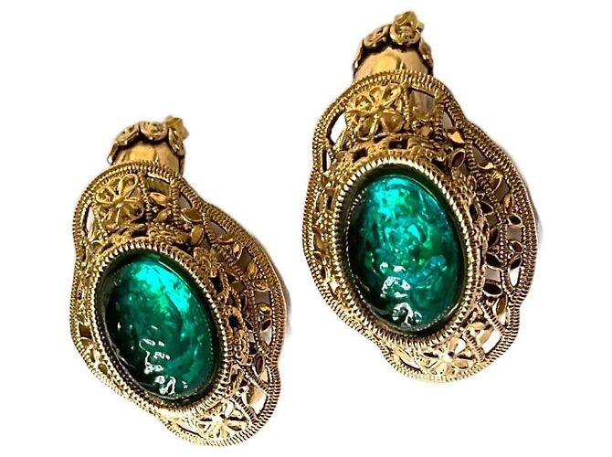 Autre Marque Orecchini Zoe Coste oro e verdi in metallo D'oro Verde