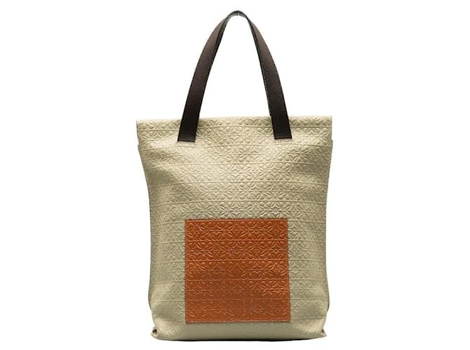 Loewe Leder Repeat Anagram Tote Bag Beige Braun in sehr gutem Zustand  ref.1404012