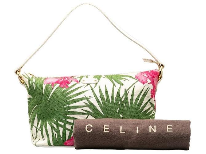 Céline Celine Canvas Leather Floral Print Handbag in Good Condition Cloth  ref.1404055