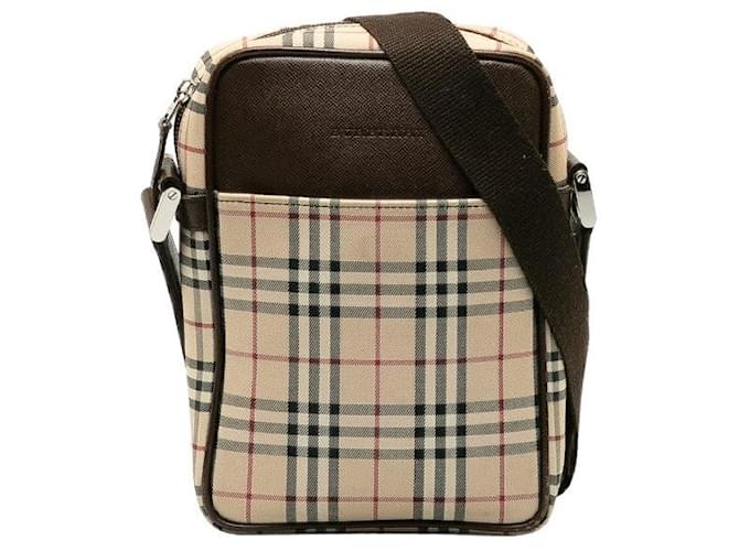 Burberry Nova Check Crossbody Bag Bolsa de ombro de lona em bom estado  ref.1404057