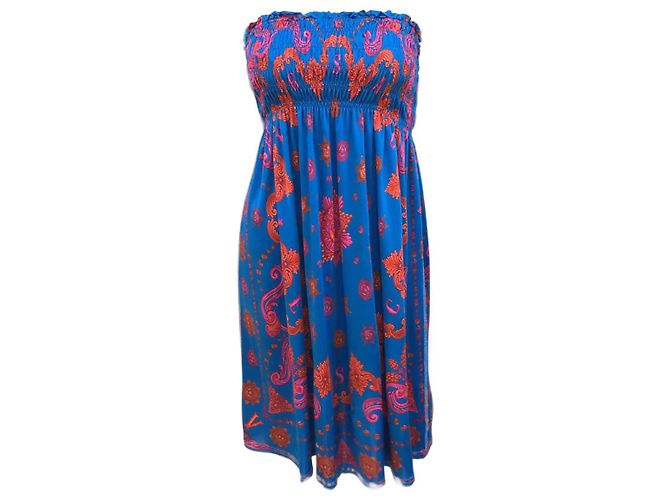 Vestido de playa Versace Monogram azul viscosa
