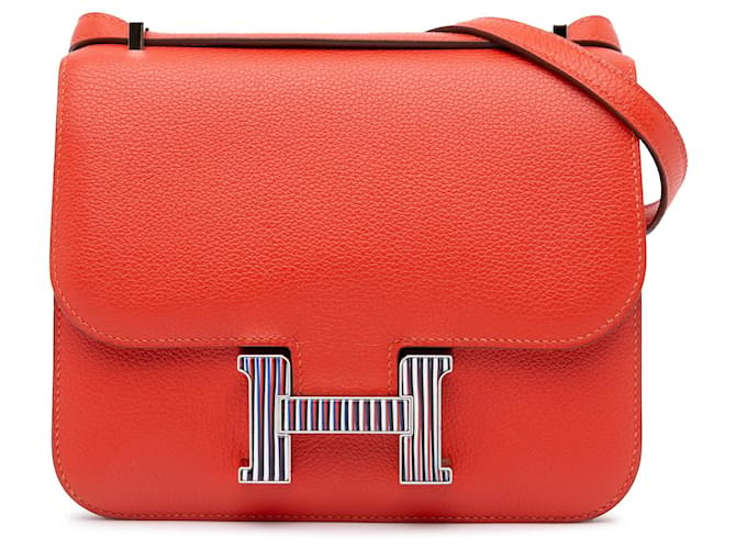 Hermès Red Mini Evercolor Constance Optique Leather Pony-style calfskin  ref.1404108