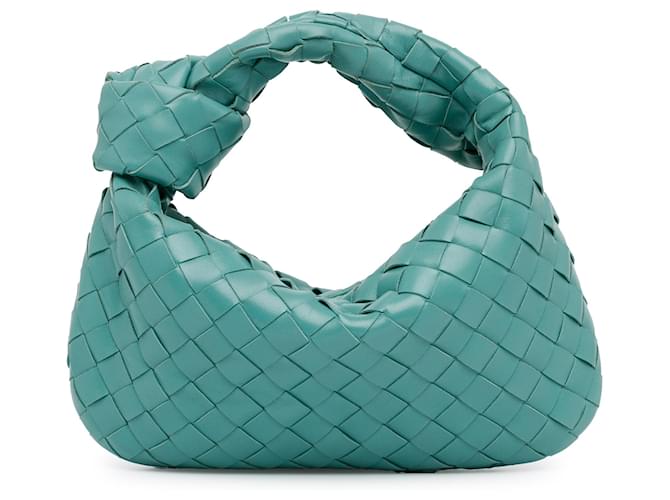 Bottega Veneta Bleu Mini Intrecciato Jodie Cuir Veau façon poulain Turquoise  ref.1404124