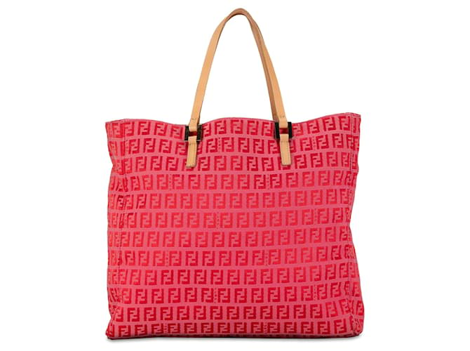 Fendi – Tragetasche aus Canvas mit Zucchino-Muster in Rosa Pink Leinwand Tuch  ref.1404144