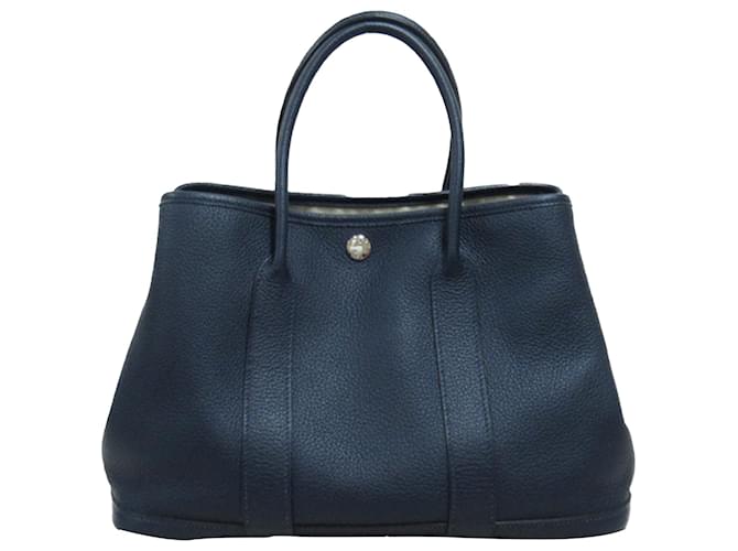 Hermès Blue Negonda Garden Party 30 Navy blue Leather Pony-style calfskin  ref.1404148