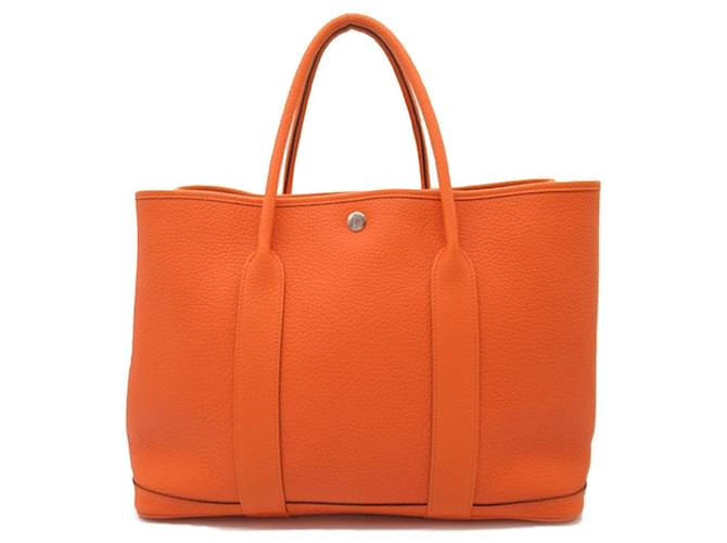 Hermès Orange Negonda Garden Party 36 Cuir Veau façon poulain  ref.1404168