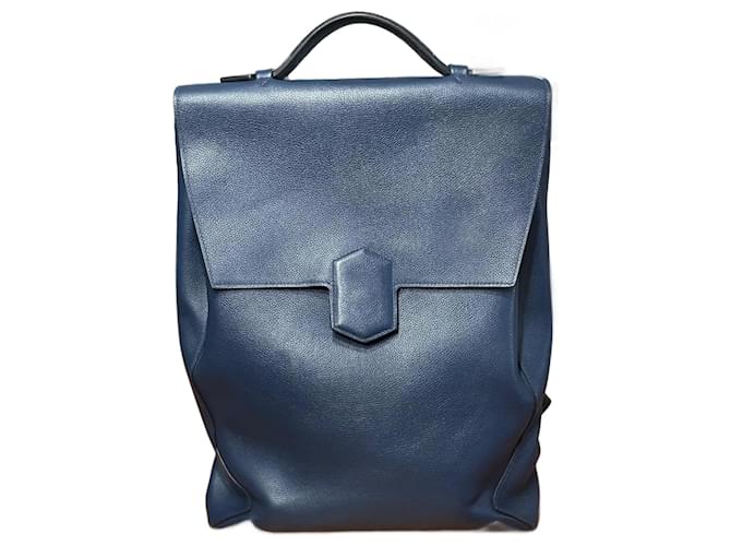 Hermès Hermes - Hermes Flash backpack Navy blue Leather  ref.1404174