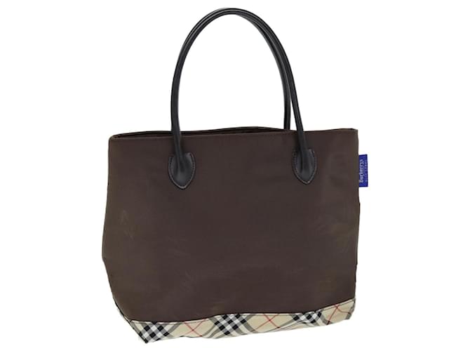 Autre Marque Burberrys Nova Check Blue Label Hand Bag Nylon Brown Beige Auth yb564  ref.1404253