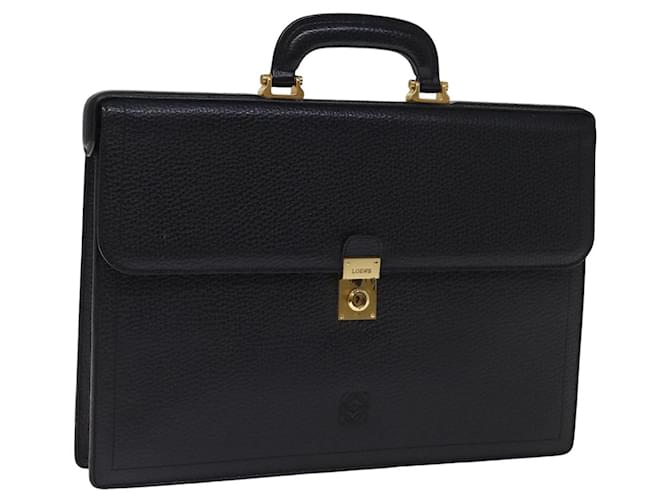 LOEWE Business Bag Leather Black Auth bs14848  ref.1404261