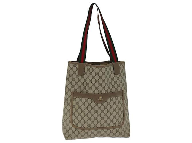 Sac cabas GUCCI GG Supreme Web Sherry Line PVC Beige Rouge 39 02 003 Auth bs14438  ref.1404286